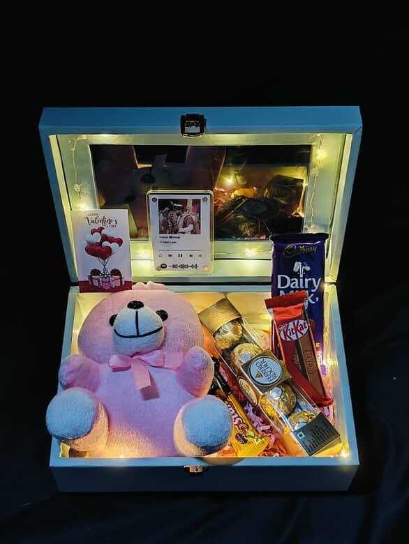 Wooden box with lights